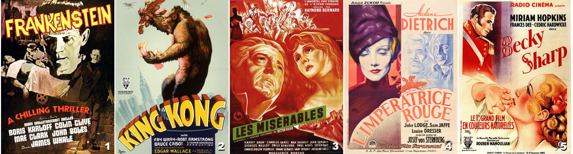 1 - Frankenstein - King Kong - Les Misérables - L'impératrice Rouge - Becky Sharp