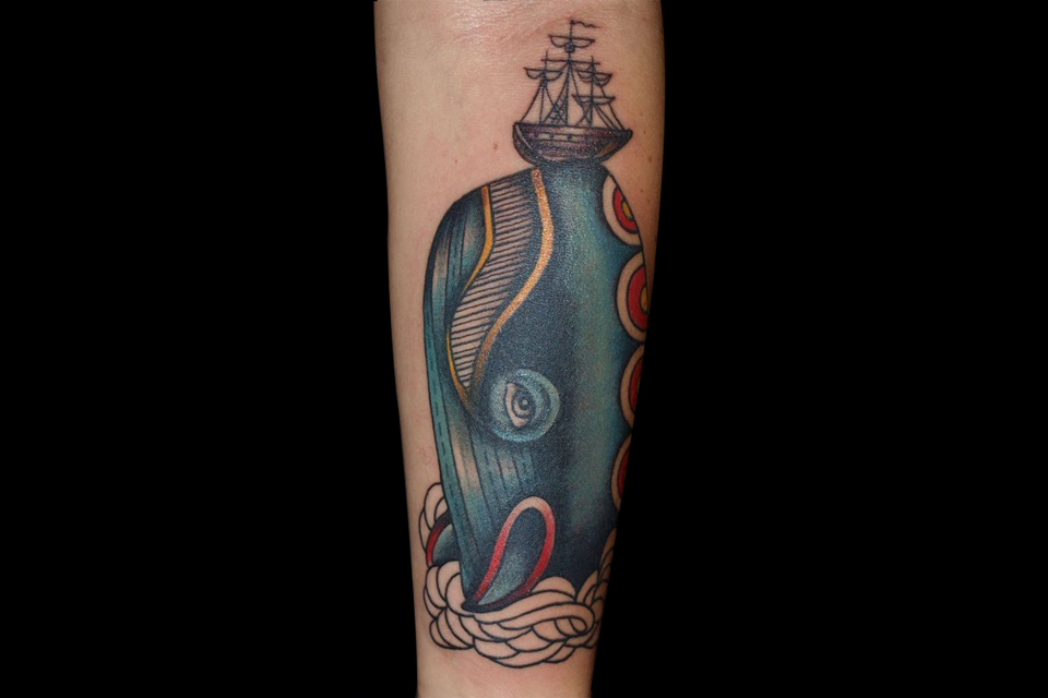 Tatouage marin baleine