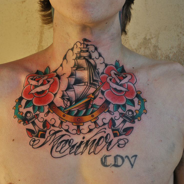 tatouage marin torse mariner