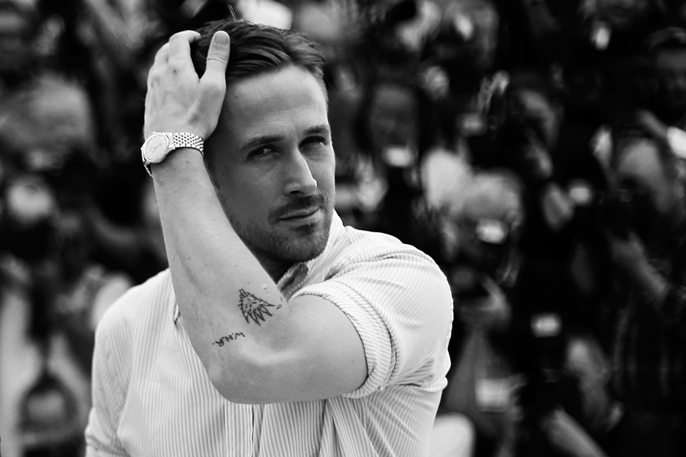 ryan gosling portrait b&w