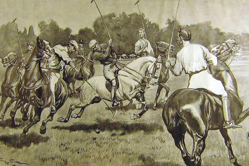 illustration joueurs de polo ancienne