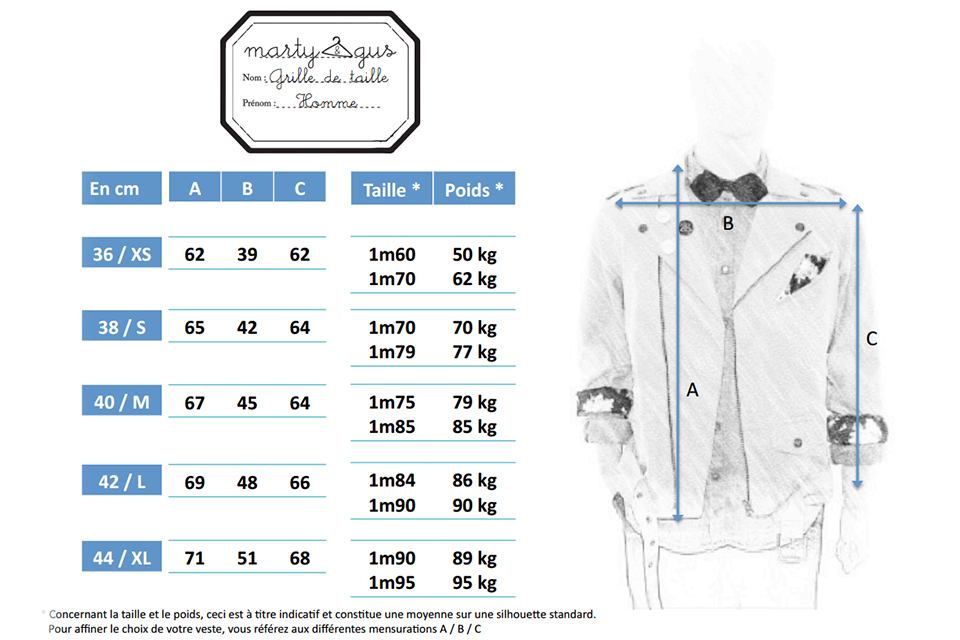 Guide des tailles définitif Marty & Gus