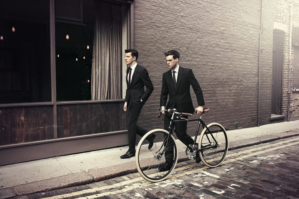 Black Suits Bicycle Streetstyle