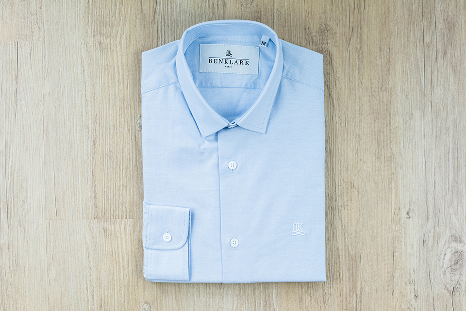 Benklark Chemise Oxford Bleue Pliee