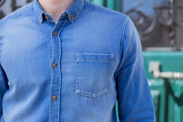 chemise denim brut casual poche