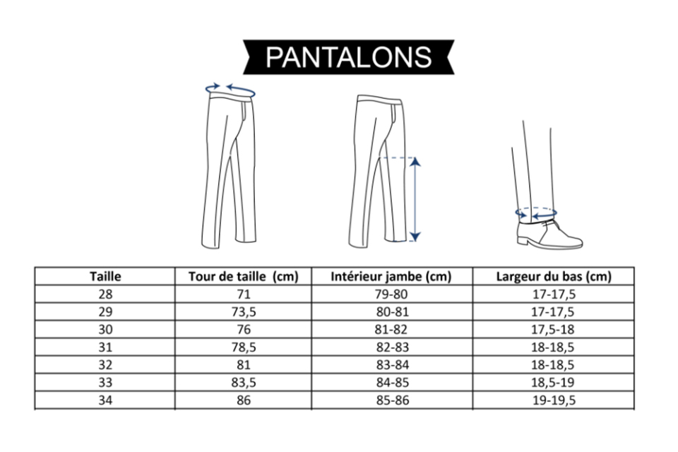 Guide Taille Chinos
