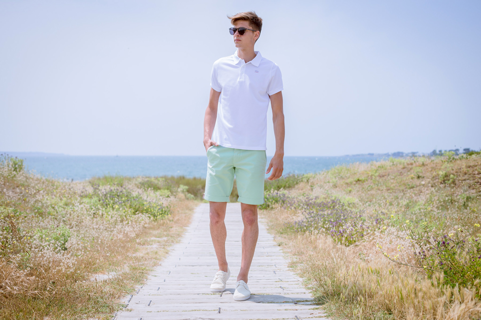 Polo blanc broderie vague 1789 Cala