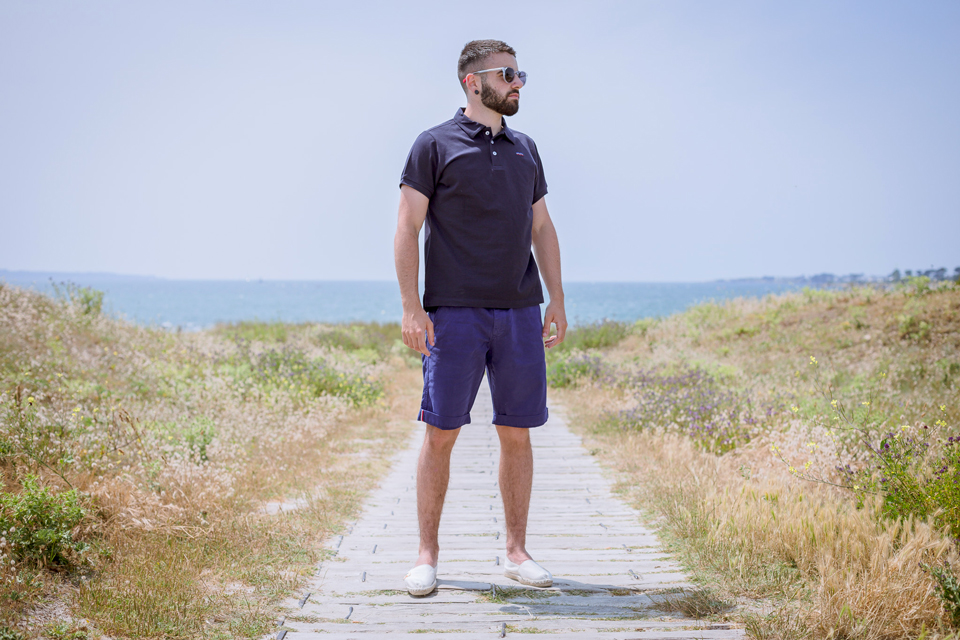 Polo marine broderie vague 1789 Cala