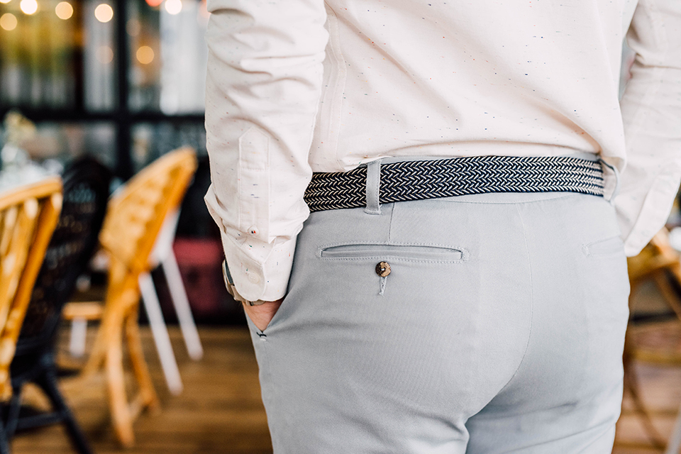 chino ceinture faguo gris