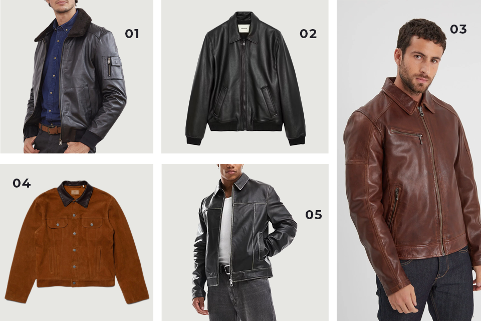 blouson en cuir soldes fw24
