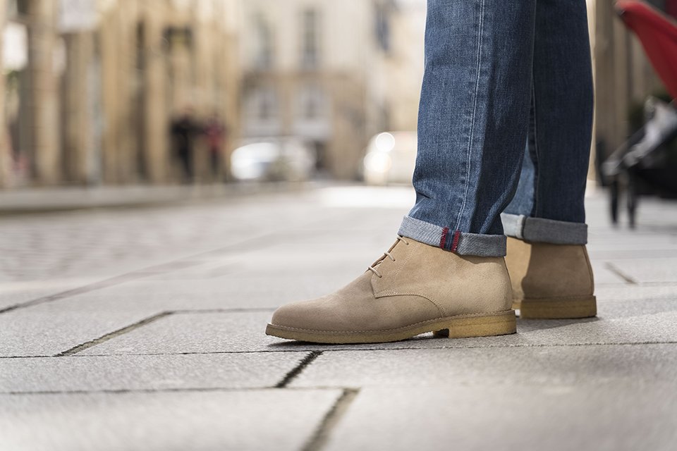 look entre deux veste focus chukka boots pied de biche