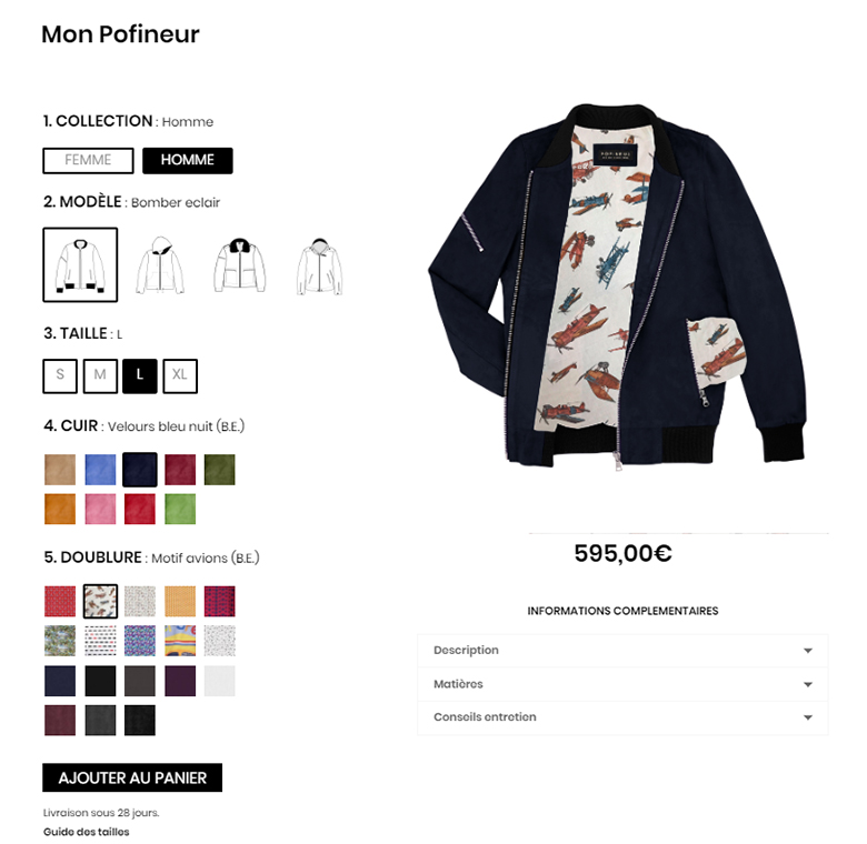 screenshot pofineur personnalisation bomber