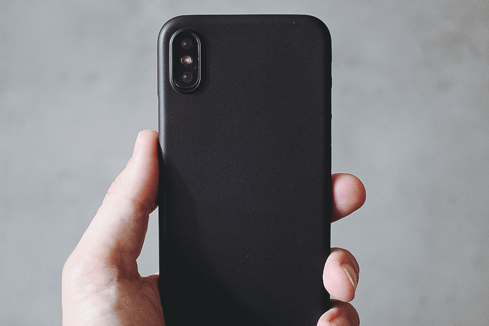 Ultra Thin iPhone X Case Black Matte Front Hand