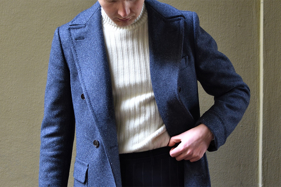 manteau laine bleu homme