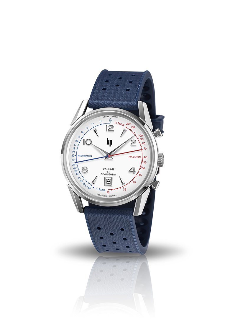 Montre Lip Courage bracelet caoutchouc bleu