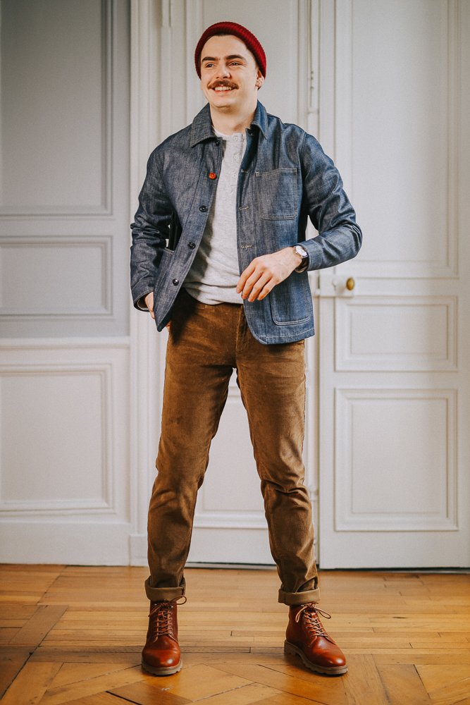 homme - velours - look - workwear