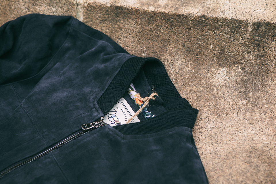 Veste tidan bomber bleu cuir