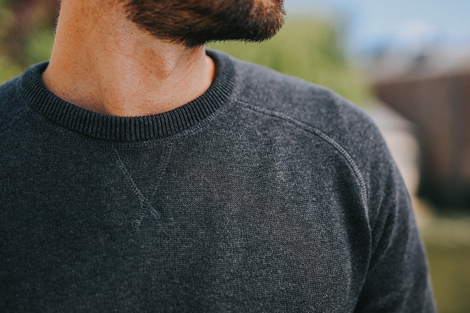 detail sweat coton biologique gris homme paris yorker