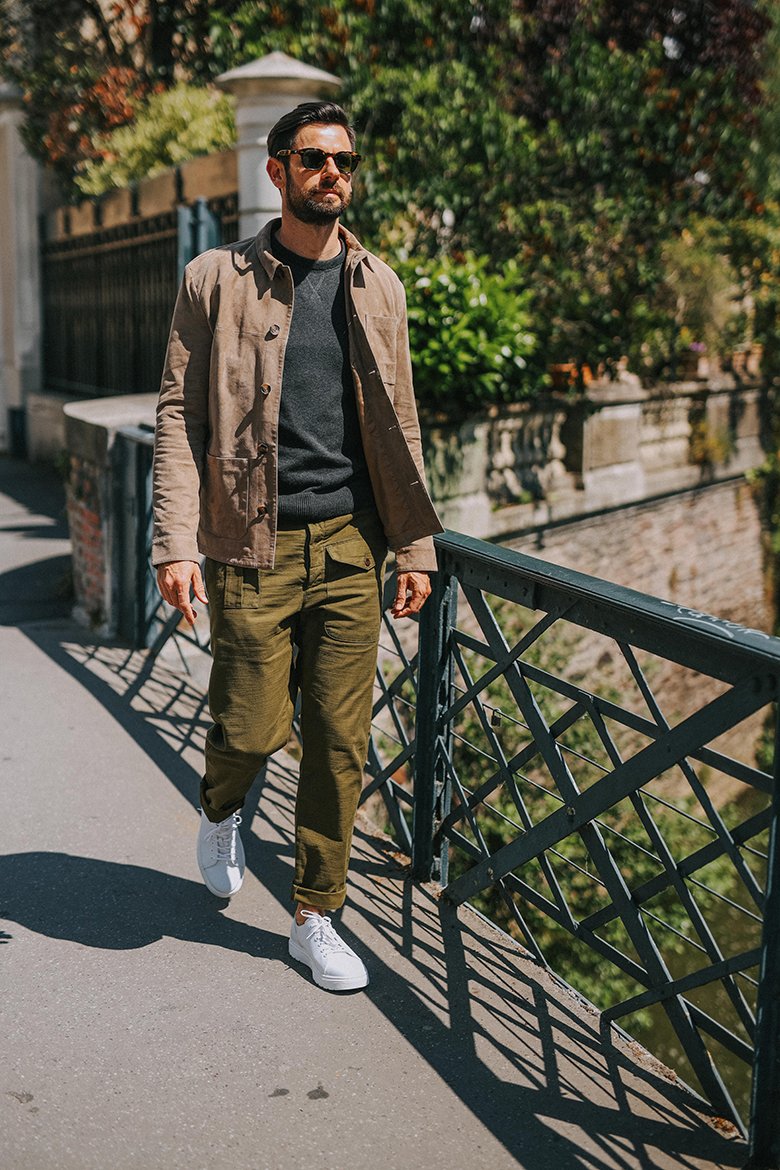 idees look homme printemps chino veste de travail