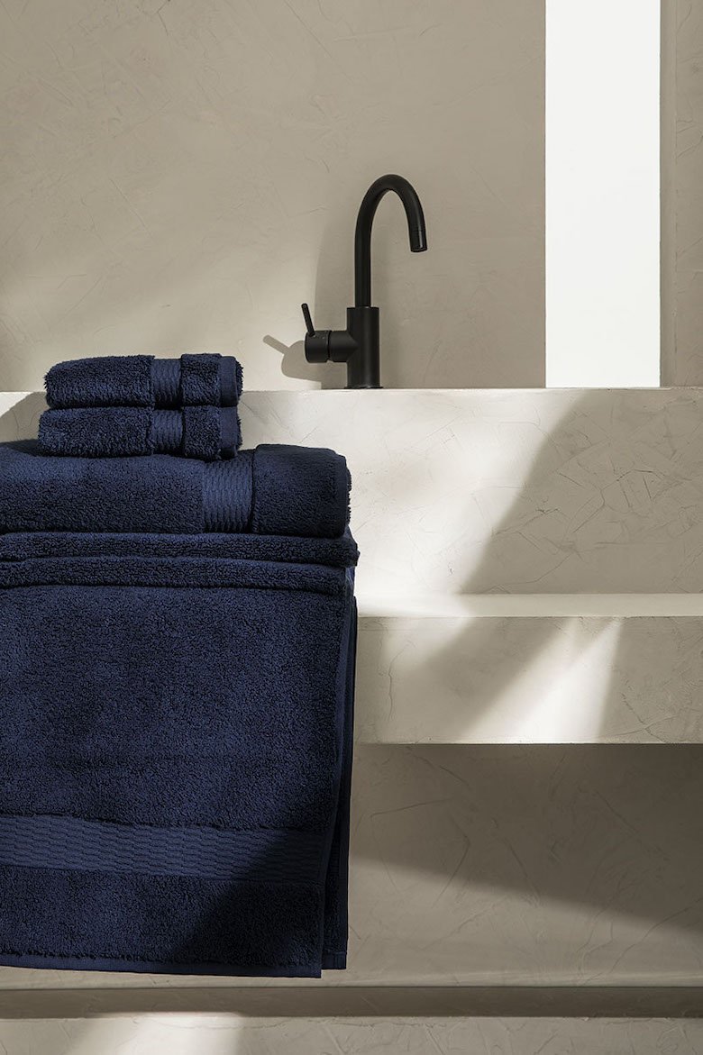 greige serviette bain coton bleu