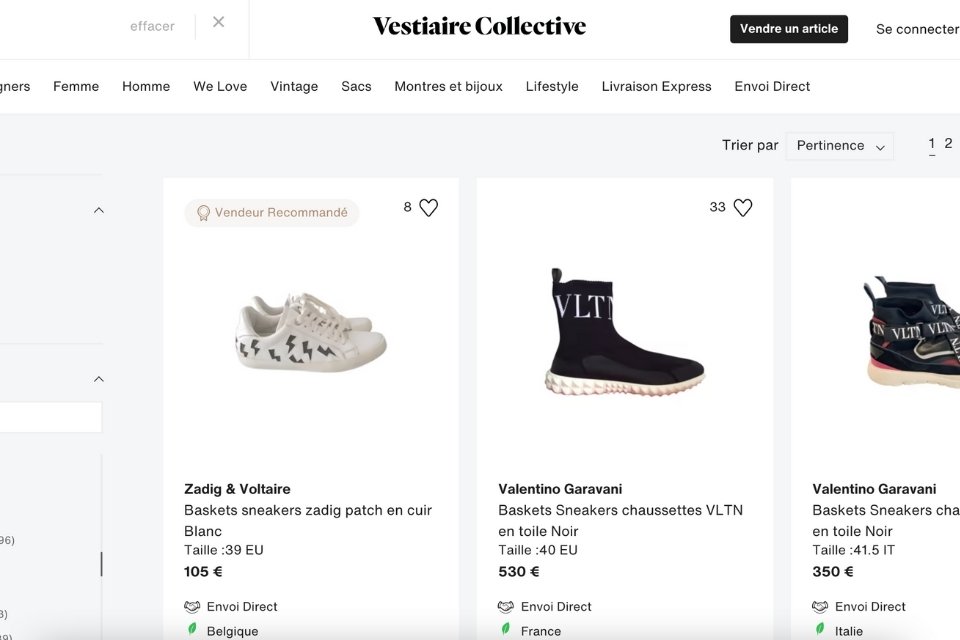 Vestiaire collective site resell sneakers