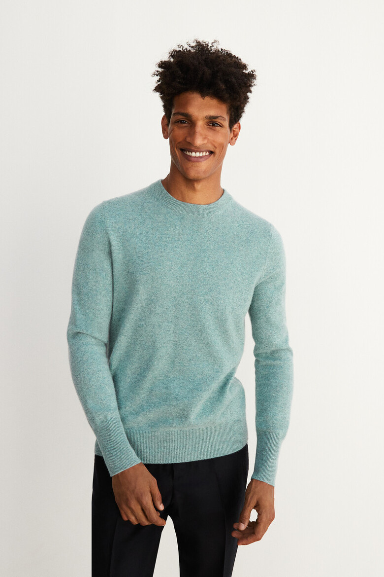 Pull Vert Homme Selected Merino pas cher 