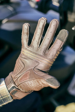 gants cuir moto marron racer stance tactile