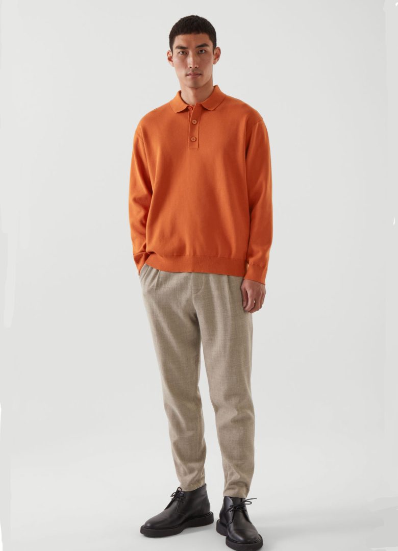 cos polo orange manches longues