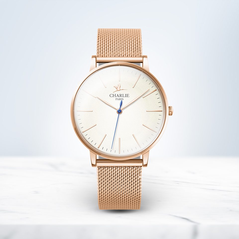Montre Charlie Paris or rose maille