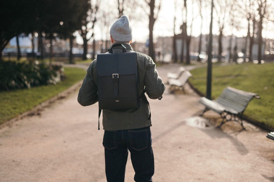 Sac à dos en cuir pour homme, Modèle Travail Noir