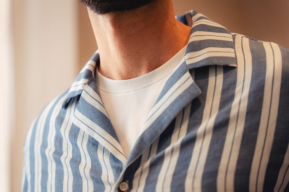 chemisette rayee col cubain figaret detail