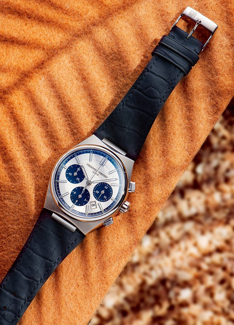 Montre Frederique Constant Highlife Chronographe panda bleu cadran