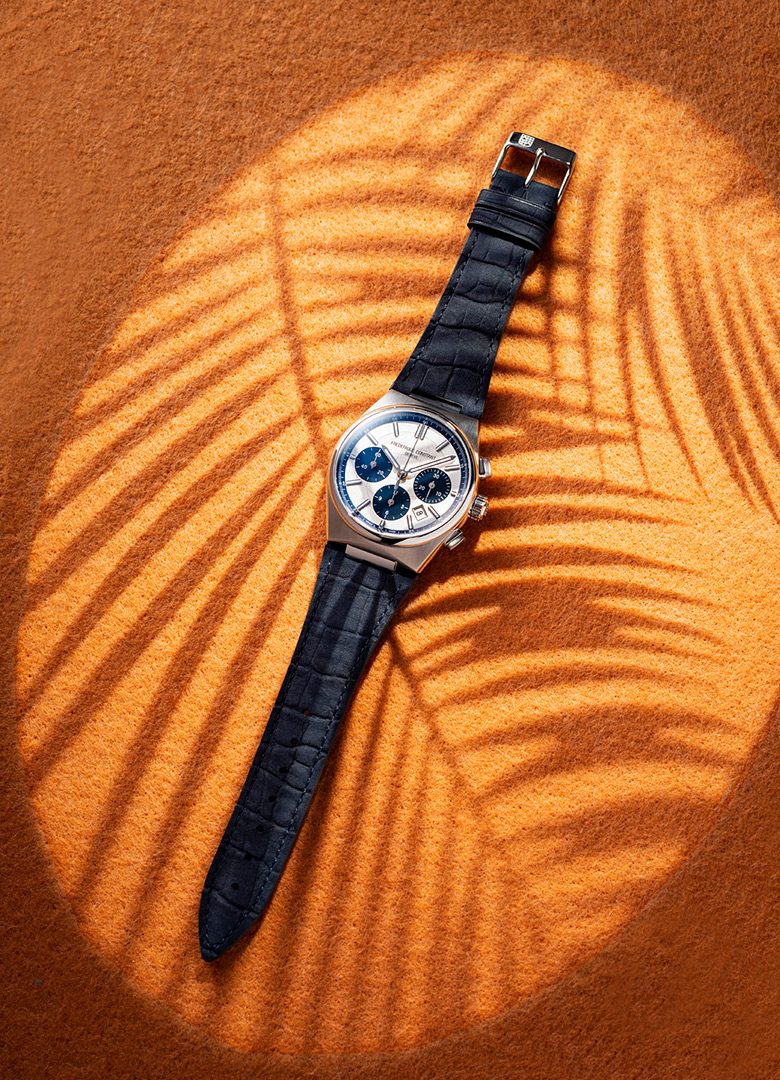 Montre Frederique Constant Highlife Chronographe panda bleu portrait