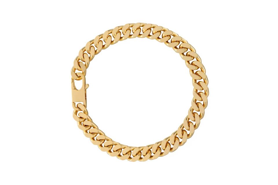 Bracelet homme maille gourmette plaque or Jaune