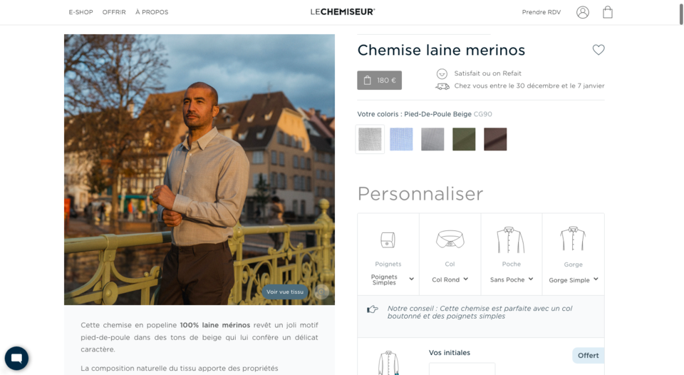 chemise le chemiseur commande en ligne