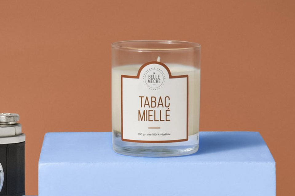 Bougie parfumée tabac miel belle mèche idees cadeaux noel