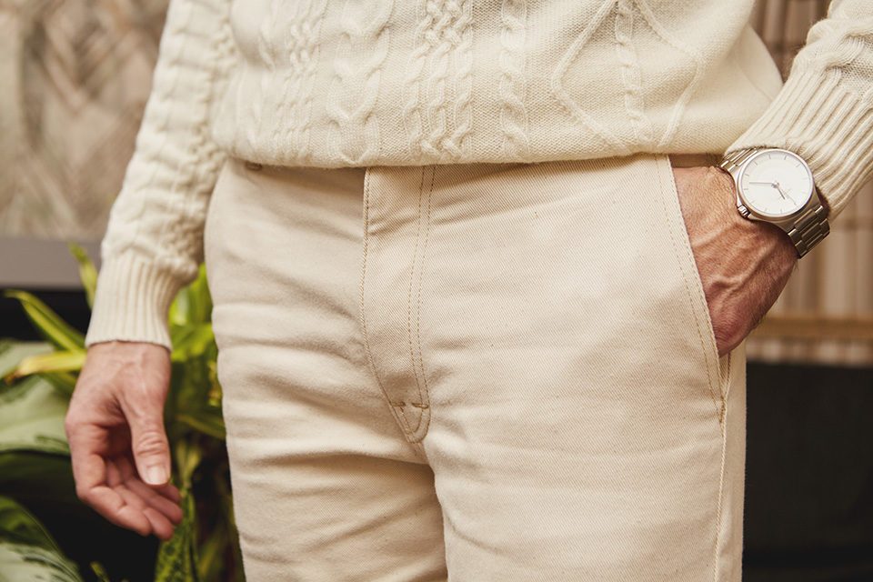 chino ecru dao braguette poche
