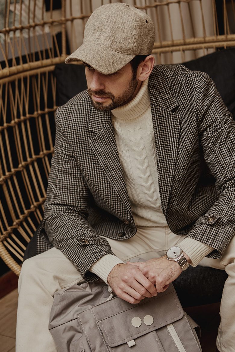 look homme hiver pardessus pied de poule