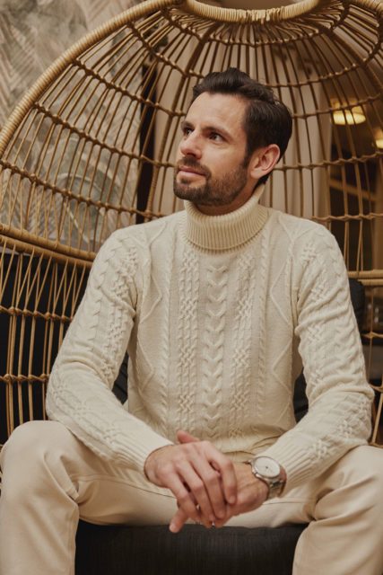 look homme pull irlandais cachemire hircus