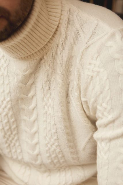 pull irlandais cachemire hircus torsades