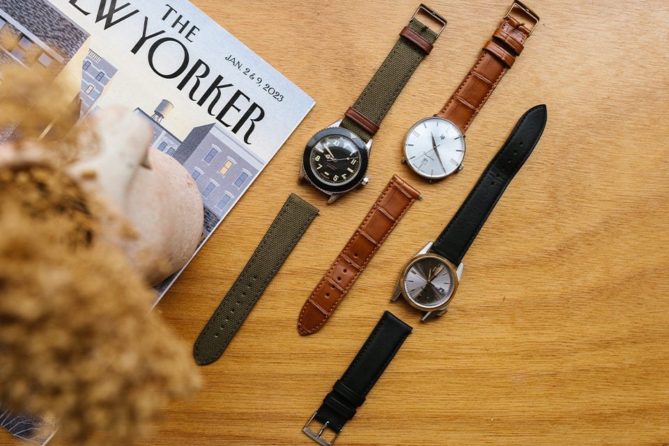 Montre Homme Cadran Bleu & Bracelet Cuir - Bracelets Tendances