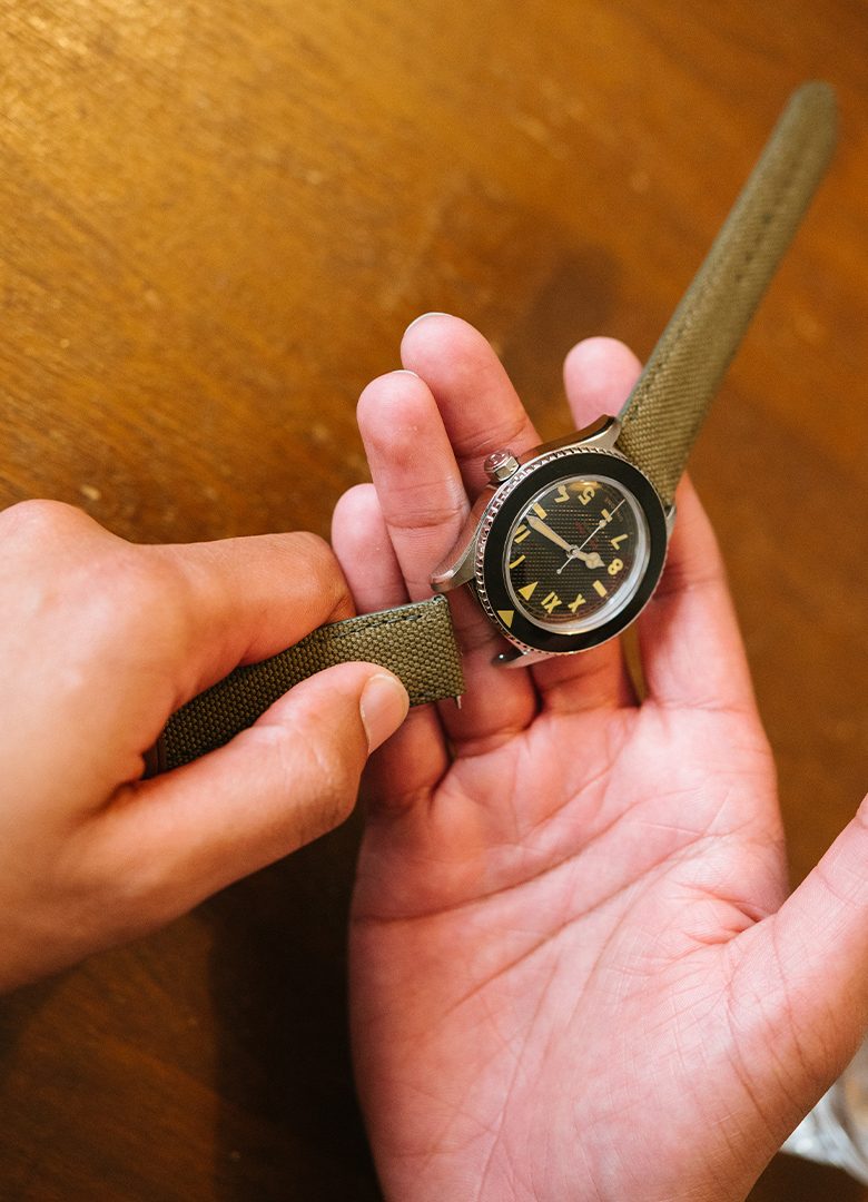 Watch Strap  Cognac Patinated Leather  Stiches  Handmade in France