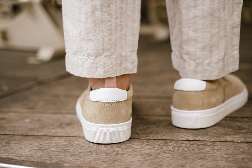 slip on cuir velour beige bocage dos