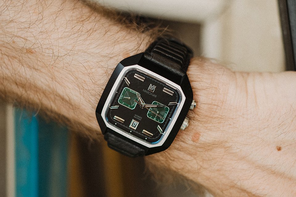montre chronographe noir vert