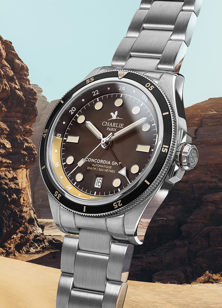 montre gmt concordia cadran marron