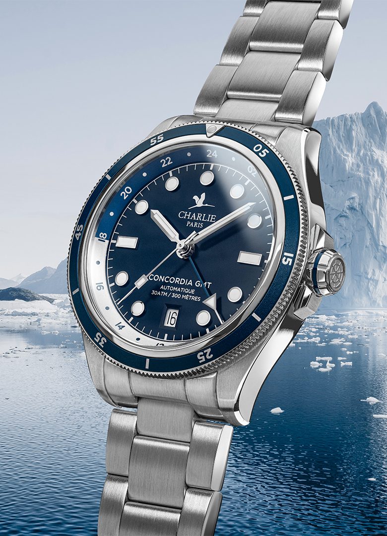 montre gmt concordia cadran bleu