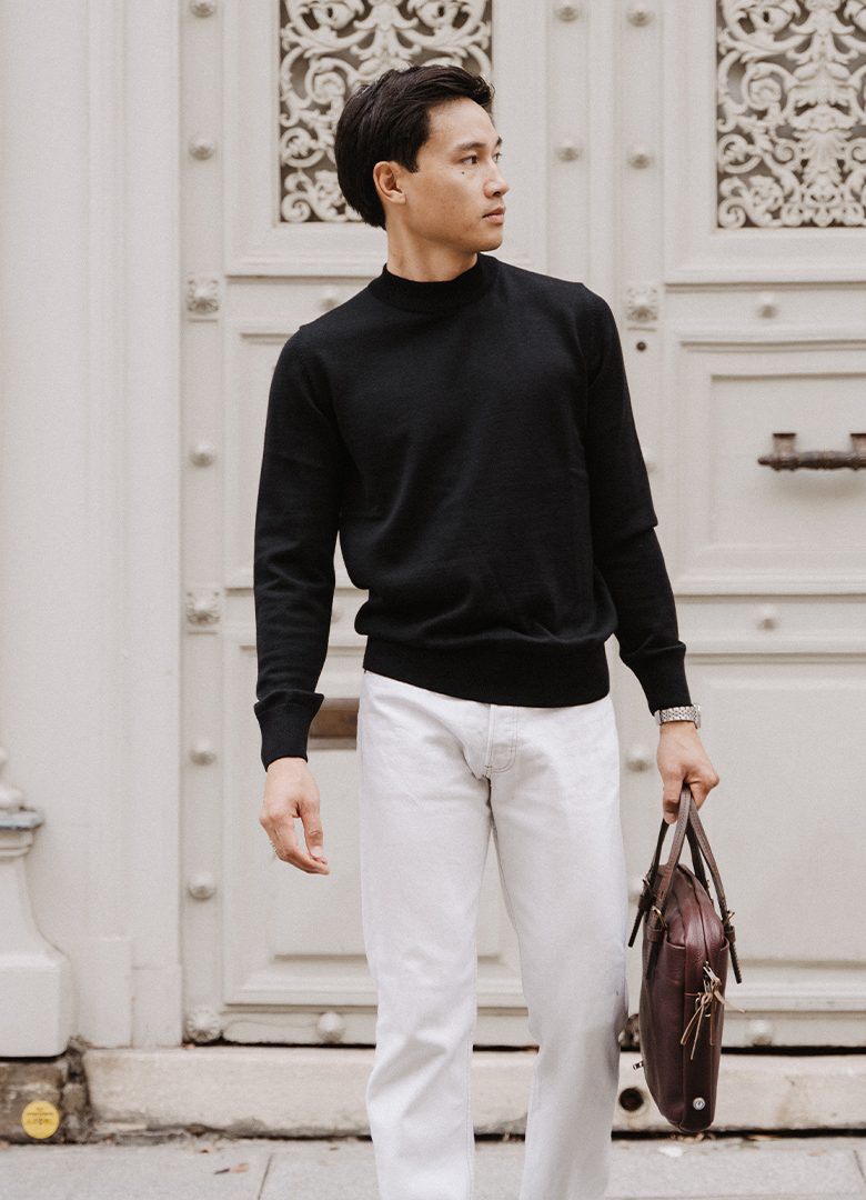 porter un pull col cheminée pour homme