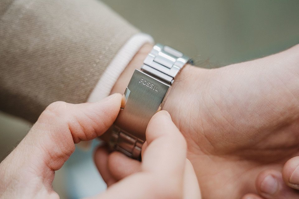 montre fossil blue dive detail bracelet fermoir