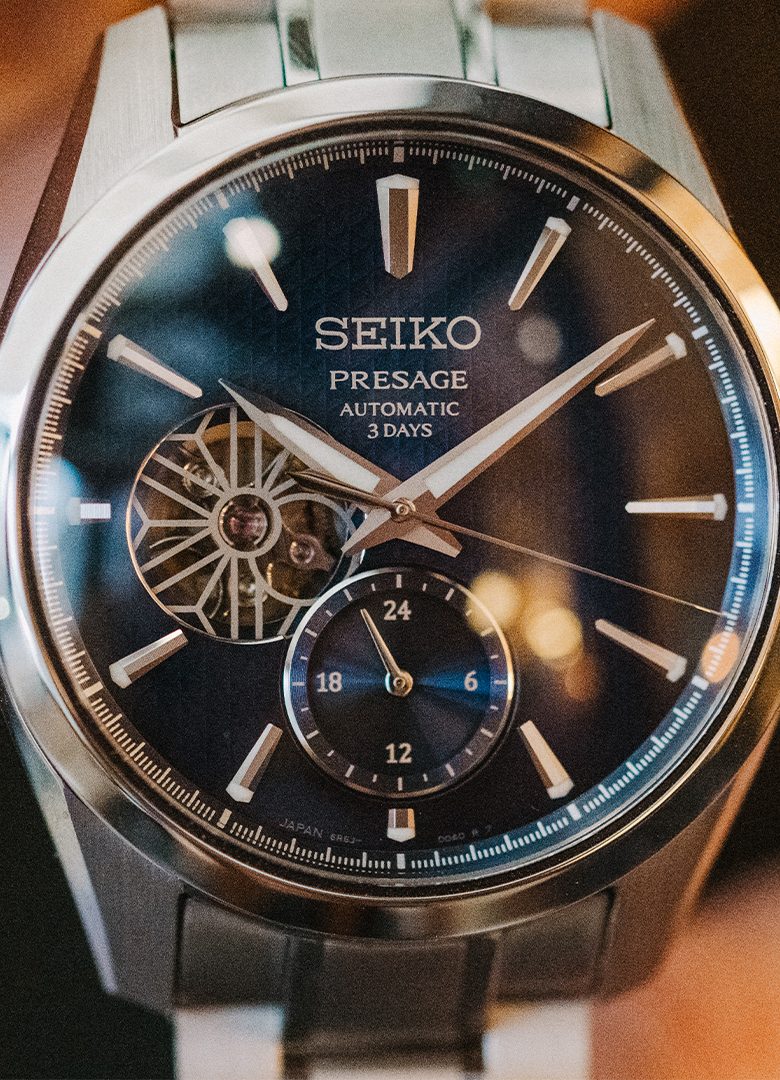 seiko presage détails cadran squelette