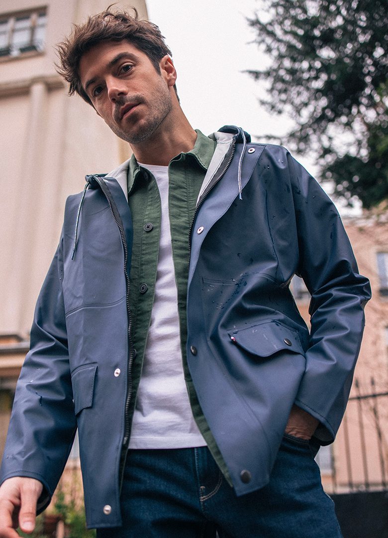 Imperméable Montliart brume bleu look